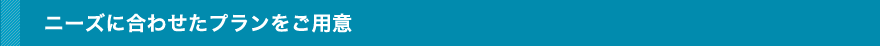 ニーズに合わせたプランをご用意